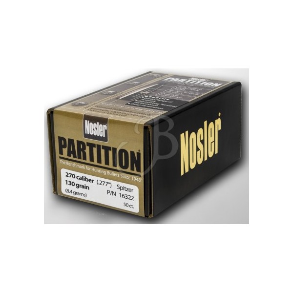 PALLA NOSLER PARTITION 277" 130 GR SPITZER 16322 CALBRO 270 WIN