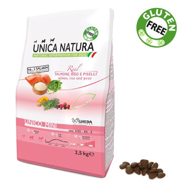 UNICA NATURA – Unico Mini – SALMONE RISO E PISELLI | Secco 2,5 KG