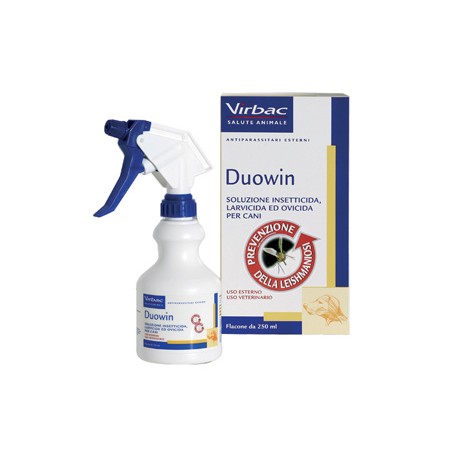 VIRBAC DUOWIN ANTIPARASSITARIO PULCI ZECCHE LESMANIOSI 250ML OVICIDA LARVICIDA