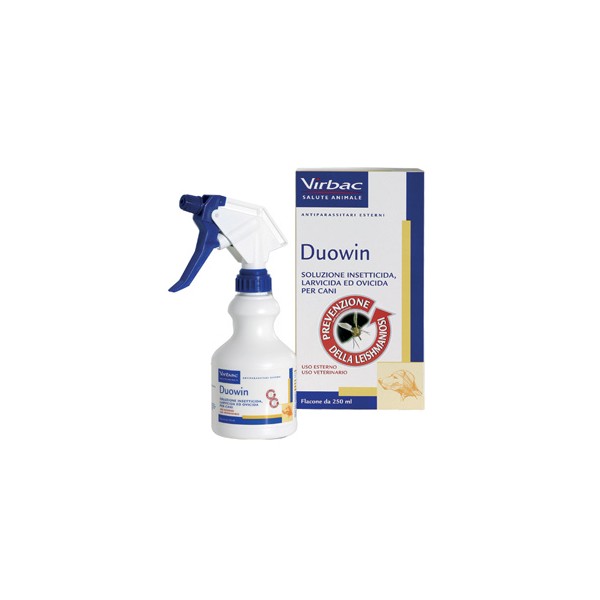 VIRBAC DUOWIN ANTIPARASSITARIO PULCI ZECCHE LESMANIOSI 250ML OVICIDA LARVICIDA