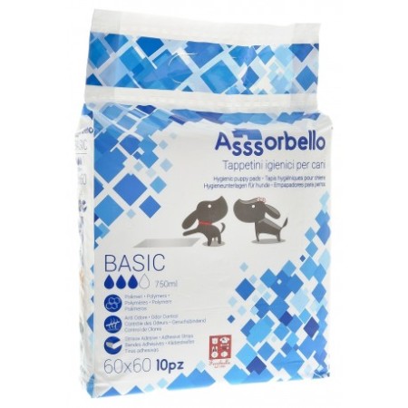 TAPPETINI IGIENICI CON ADESIVO ASSORBELLO BASIC 60X60 PZ 10