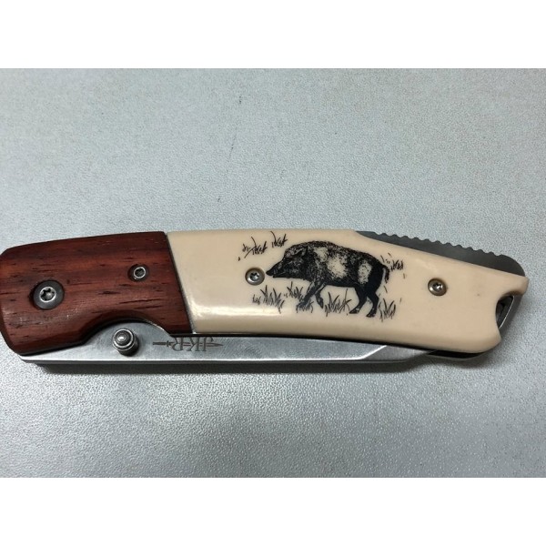 Coltello Ausonia con stampa cinghiale sul manico