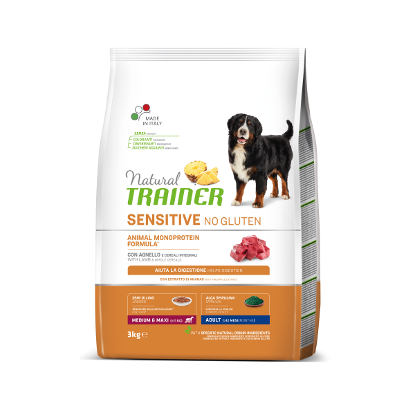 Natural Trainer Sensitive No Gluten Medium&Maxi Adult con Agnello 3kg