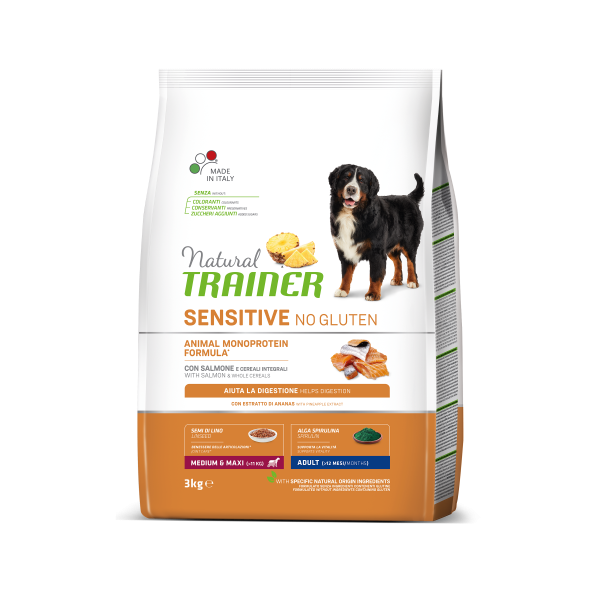 Natural Trainer Sensitive No Gluten Medium&Maxi Adult con Salmone