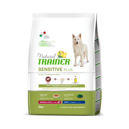 Natural Trainer Sensitive Plus Medium&Maxi Adult con cavallo-riso-olio