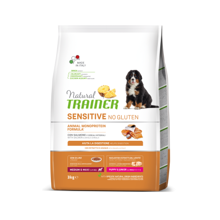 Natural Trainer Sensitive Medium&Maxi Puppy&Junior con Salmone 3kg