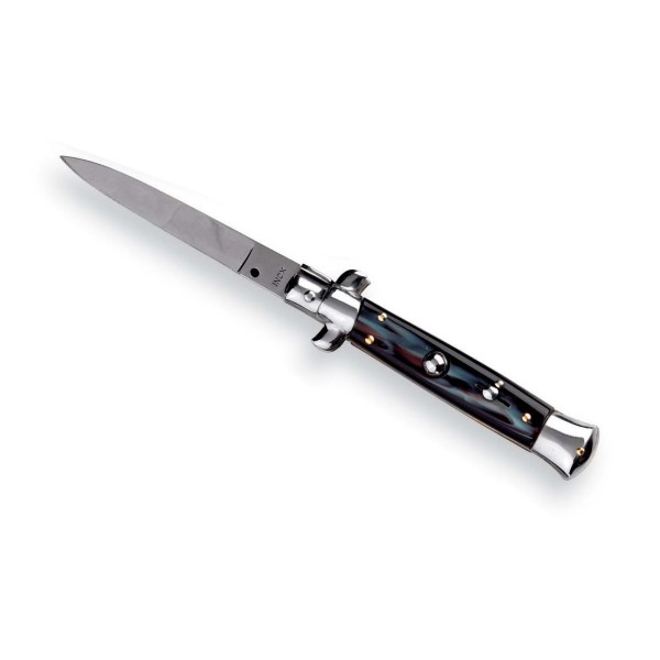 COLTELLO A SCATTO INOX CM 28 MANICO FINTO CORNO