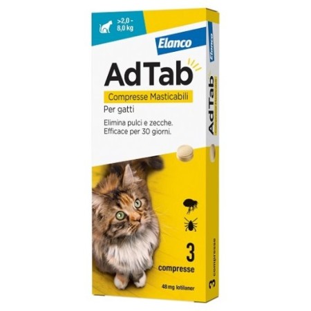 AdTab Compresse Masticabili per gatti da 2,0-8,0 Kg  3 Compresse