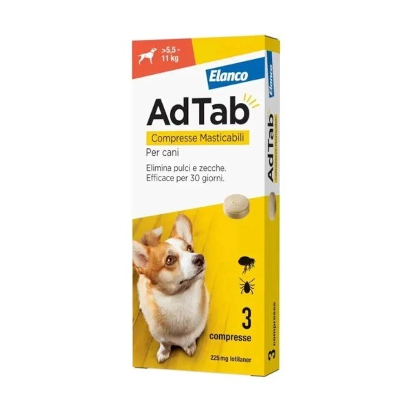 AdTab Compresse Masticabili per cani da 5,5-11 Kg 3 Compresse mg 225